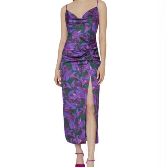 Milly Lilliana Floating Petals Slip Dress in Purple Size 6 - NWT